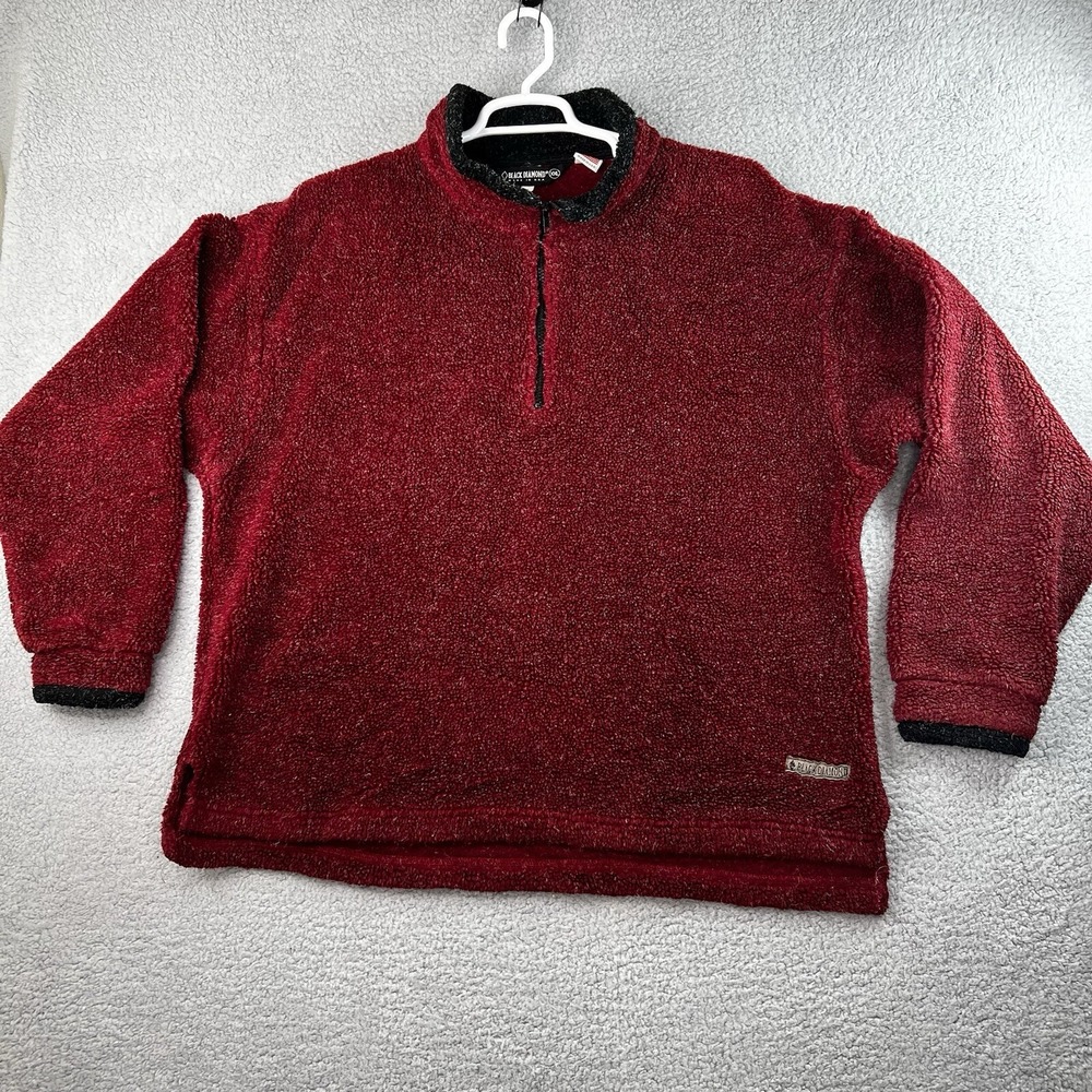 Black Diamond Womens 1/4 Zip Fleece Jacket Red Black Mock Neck XXL Athleisure‎